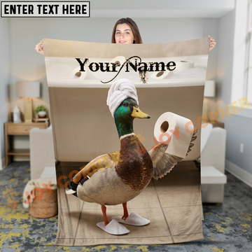 Joycorners Cute Mallard Duck Holding Toilet Paper Roll Personalized 3D Blanket