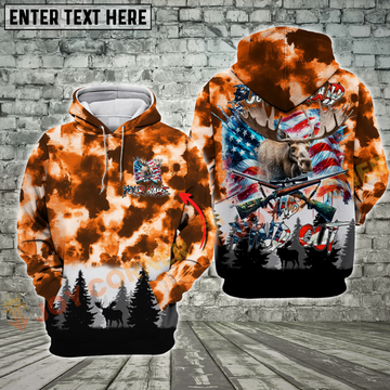 Joycorners Hunting Moose American Flag Find Out Custom Name Shirt 3D All Over Printed Clothes
