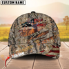 Joycorners Deer Hunting USA Flag Crack Camo Pattern Personalized Name 3D Cap