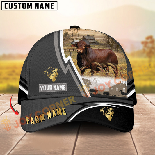 Joycorners Beefmaster Black White Country Customized Name Brown Leather Pattern Cap