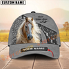 Joycorners Palomino Horse Gray Leather Pattern Personalized Name 3D Cap