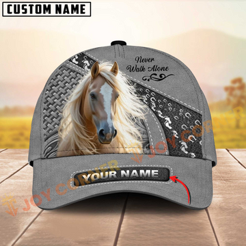 Joycorners Palomino Horse Gray Leather Pattern Personalized Name 3D Cap
