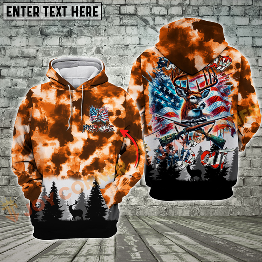 Joycorners Hunting Deer American Flag Find Out Custom Name Shirt 3D All Over Printed Clothes
