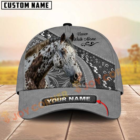 Joycorners Appaloosa Horse Gray Leather Pattern Personalized Name 3D Cap