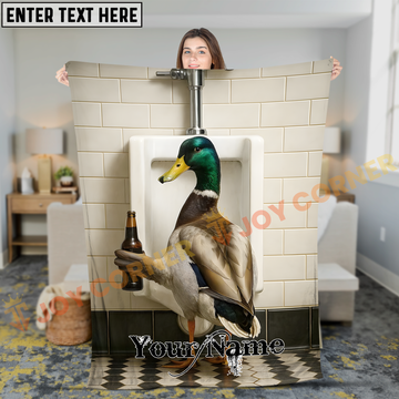 Joycorners Humorous Mallard Duck Drinking Beer at Bathroom Urinal Personalized 3D Blanket