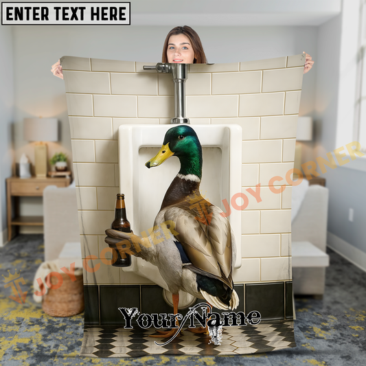 Joycorners Humorous Mallard Duck Drinking Beer at Bathroom Urinal Personalized 3D Blanket