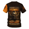 Joycorners Personalized T-Shirt Grumpy Old Mechanic You're About To Exceed The Limits Of My Medication Flame Skull Design Shirt PT2609