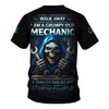 Joycorners Personalized T-Shirt I Am A Grumpy Old Mechanic Blue Flame Grim Reaper Design Shirt For Mechanics PT2609