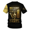 Joycorners Personalized T-Shirt Mechanic Retired And Rebuilt Body Contains Aftermarket Parts Bony Hand Design Shirt PT2609