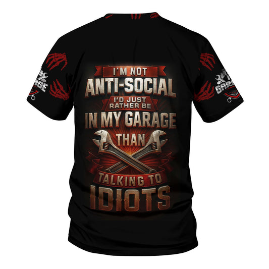 Joycorners Personalized Funny Mechanic T-Shirt, I'd Rather Be in My Garage Than Talking to Idiots, Ideal Gift for Auto Technicians PT2609