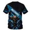 Joycorners Personalized Mechanic Shirt, Skull Engine Piston Wrench Lighting Design, Mechanic Uniforms, Gift For Men PT2609