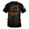 Joycorners Personalized T-Shirt Mechanic Hourly Rate Skull Looking Watch Design Shirt for Mechanics PT2609