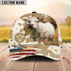 Joycorners American Flag Cowhide Personalized Name 3D Hat