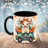 Joycorners Cute Cow Fall Pumpkin Truck Custom Name Mug