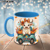 Joycorners Cute Cow Fall Pumpkin Truck Custom Name Mug