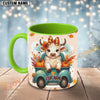 Joycorners Cute Cow Fall Pumpkin Truck Custom Name Mug