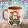 Joycorners Cute Cow Fall Pumpkin Truck Custom Name Mug