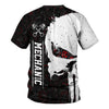 Joycorners Personalized Mechanic Skull Shirt, Unique Gear Design, Gift for Mechanics & Motorheads, Funny Skull Shirt PT2609