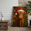 Joycorner Highland Cow Santa Hat Christmas Tree 3D Wrapped Canvas