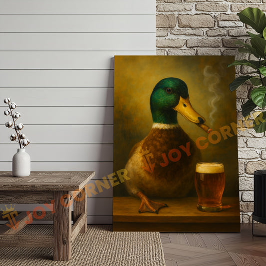 Joycorner Mallard Duck Classic Portrait Beer Cigar 3D Wrapped Canvas