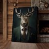 Joycorner Deer Portrait Modern Green Suit Stylish Canvas