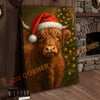 Joycorner Highland Cow Santa Hat Christmas Tree 3D Wrapped Canvas