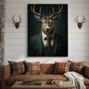 Joycorner Deer Portrait Modern Green Suit Stylish Canvas