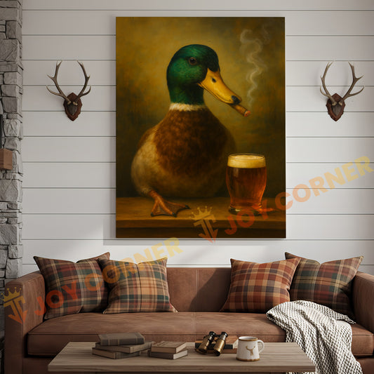 Joycorner Mallard Duck Classic Portrait Beer Cigar 3D Wrapped Canvas