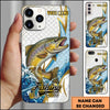 Joycorners Fishing Phone Case Splash Water Gold Lightning Pattern Personalized Name Phone Case (8 Fish Species)