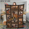 Joycorners Personalized Horse Collage Blanket – Rustic Wood Frame, Custom Name ( 8 Breeds)