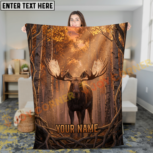 Joycorners Moose in Autumn Woodland Personalized 3D Blanket