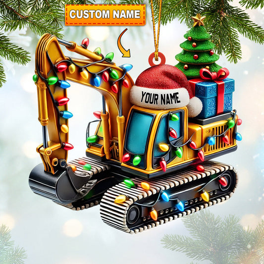Joycorners Excavator Decor Christmas Ornament, Personalized Ornament 2D Flat LM2211