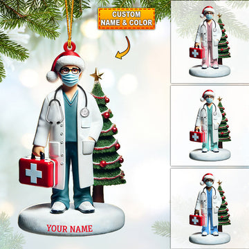 Joycorners Healthcare Staff Christmas Ornament, Personalized Ornament 2D Flat LM2211