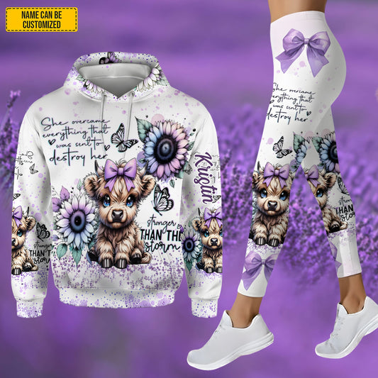 Joycorners Highland Cow & Flowers - Personalized Highland Cow Hoodie and Leggings LM2811