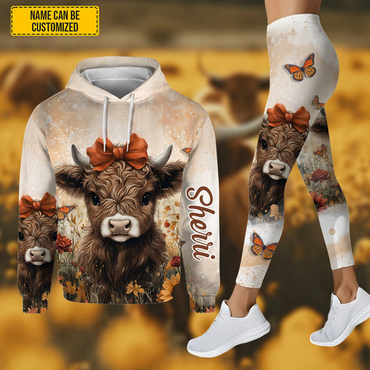 Joycorners Highland Cow Flower - Personalized Hoodie and Leggings LM2811