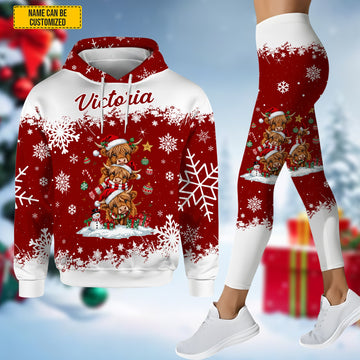 Joycorners Personalized Christmas Highland Cow Hoodie and Leggings LM2811