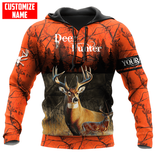 Joycorners Personalized Name Deer Hunting Orange Green Camo 3D Design All Over Printed