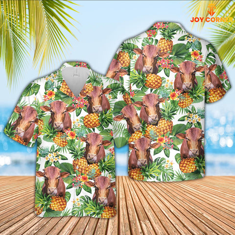 Joy Corners Beefmaster Pineapple Pattern 3D Hawaiian Shirt