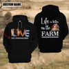 Joycorners Farm Custom Text Love Red Angus US Flag 3D Printed Hoodie