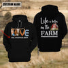Joycorners Farm Custom Text Love Texas Longhorn US Flag 3D Printed Hoodie