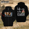 Joycorners Farm Custom Text Love Texas Longhorn US Flag 3D Printed Hoodie