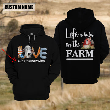 Joycorners Farm Custom Text Love Brahman US Flag 3D Printed Hoodie