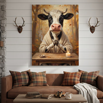 Joycorners Zen Meditation Cow Canvas Wall Art