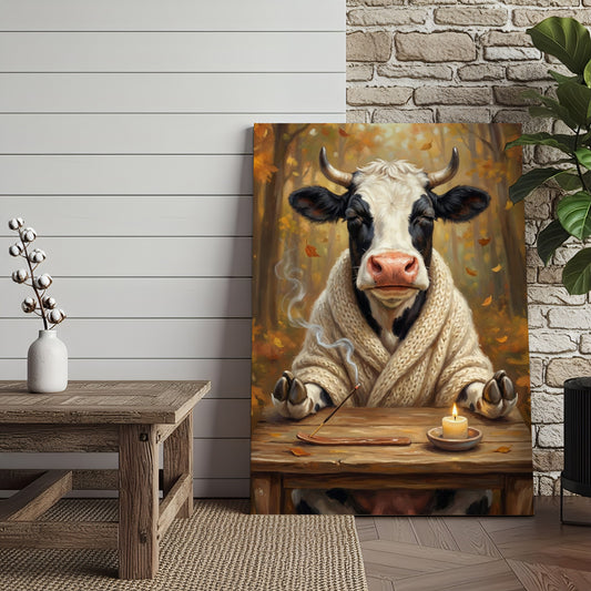 Joycorners Peaceful Cow Meditation Canvas Wall Art