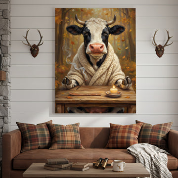 Joycorners Peaceful Cow Meditation Canvas Wall Art
