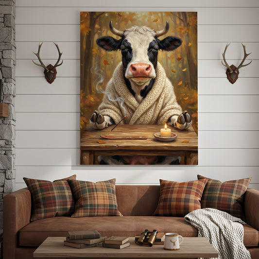 Joycorners Peaceful Cow Meditation Canvas Wall Art