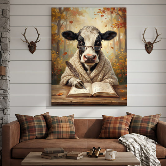 Joycorners Writer Cow Journaling Canvas Wall Art