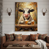 Joycorners Cow Beer Enthusiast Canvas Wall Art