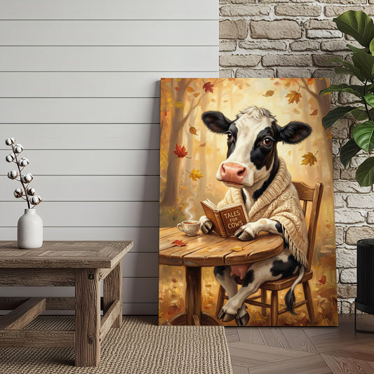Joycorners Cow Reading Tales Canvas Wall Art