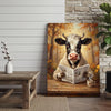 Joycorners Cow Reading Newspaper Canvas Wall Art